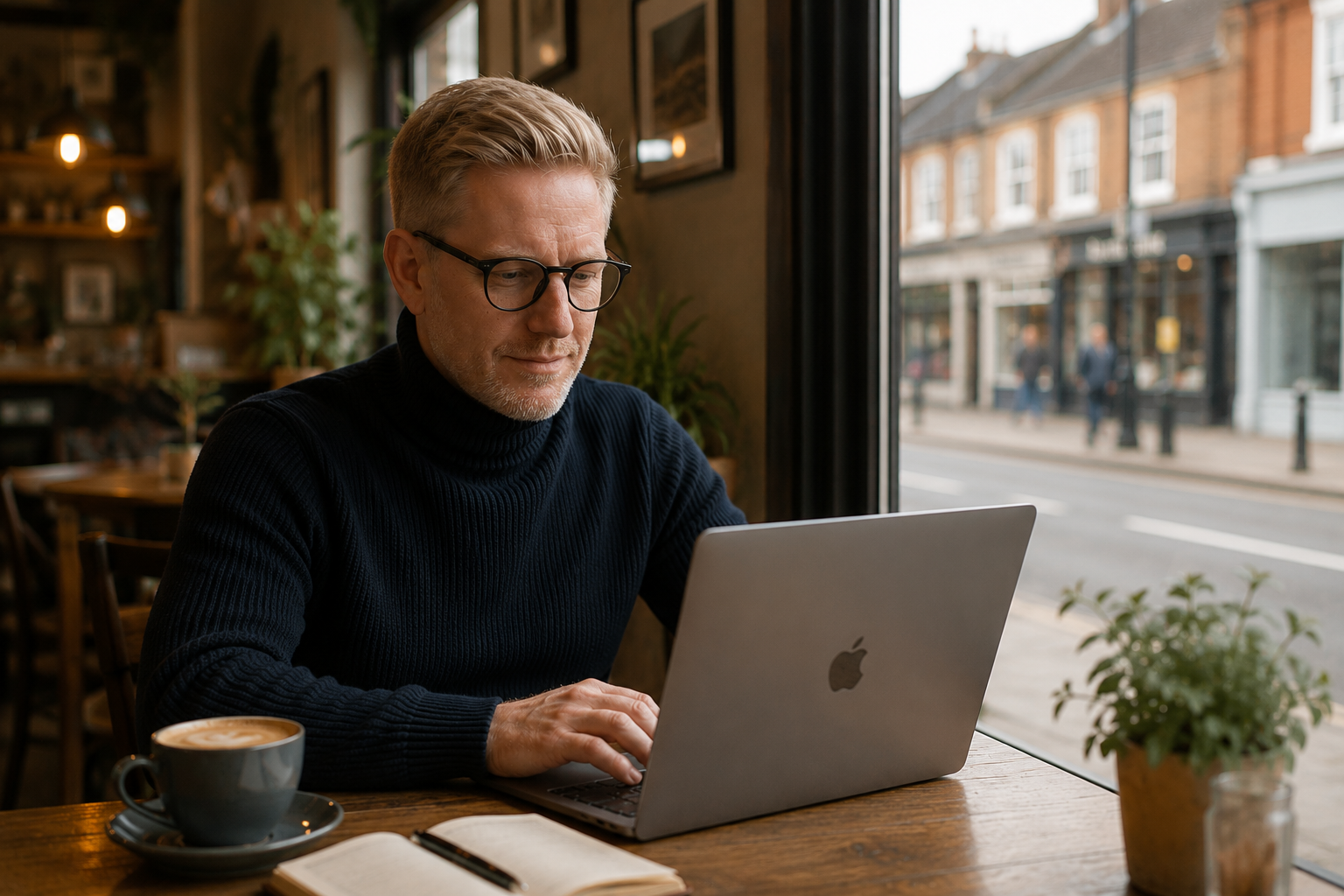 Matt from LaunchTree working in a local coffee shop